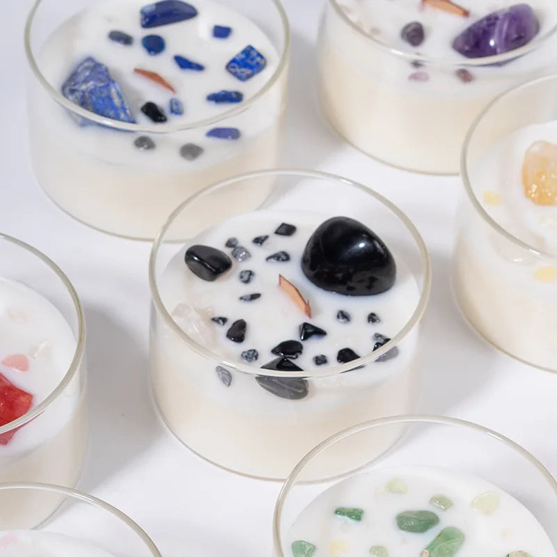 Natural crystal stone scented candle