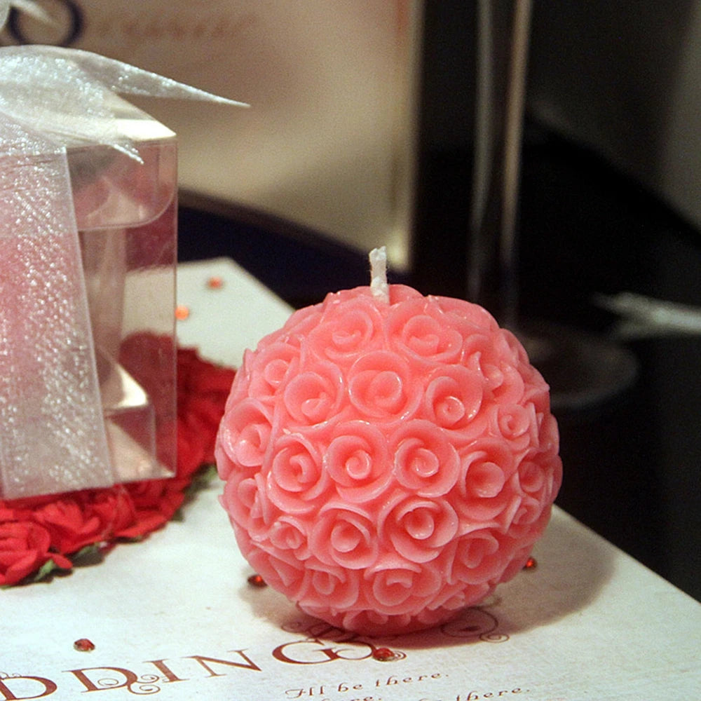 3D Rose Shape Ball Candle