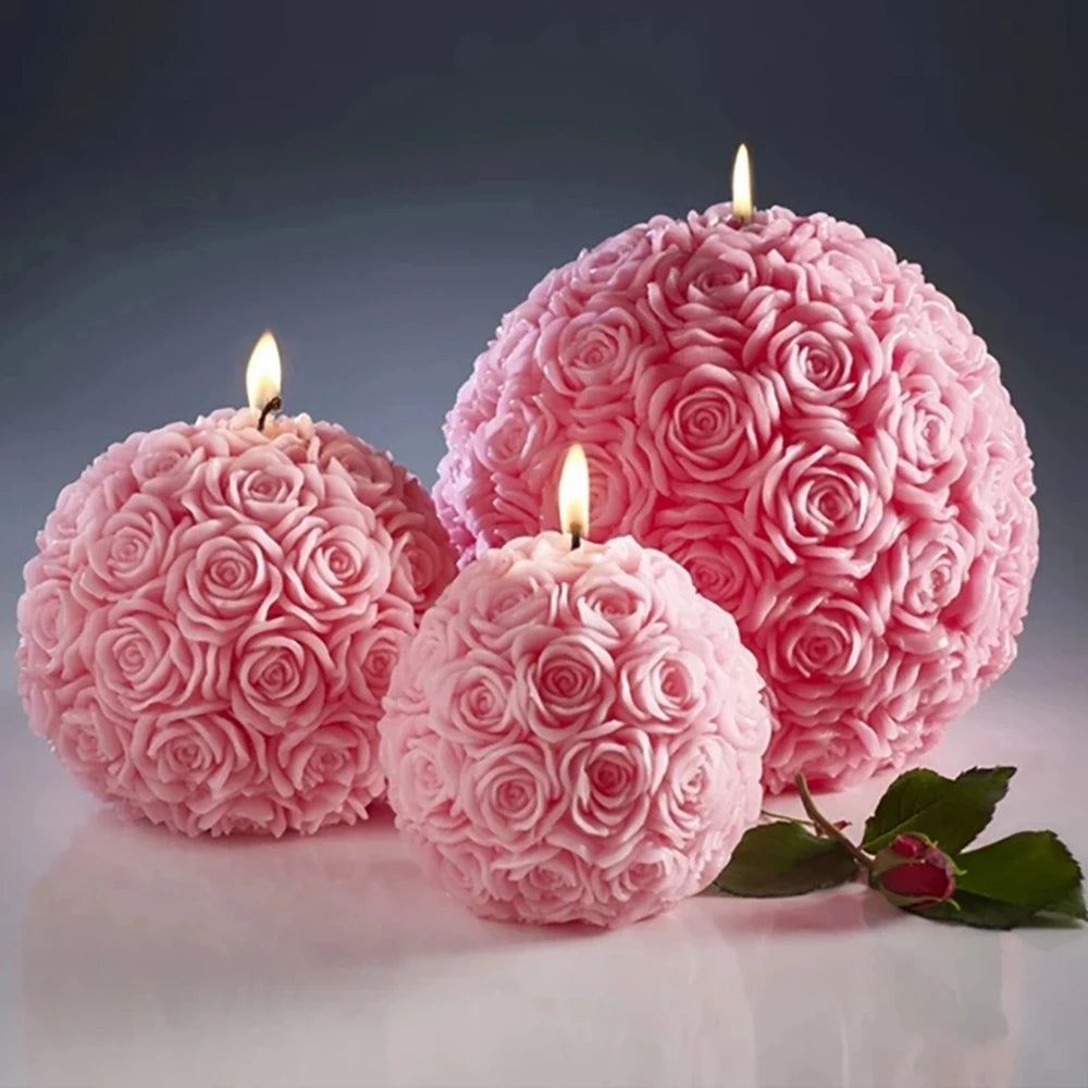3D Rose Shape Ball Candle