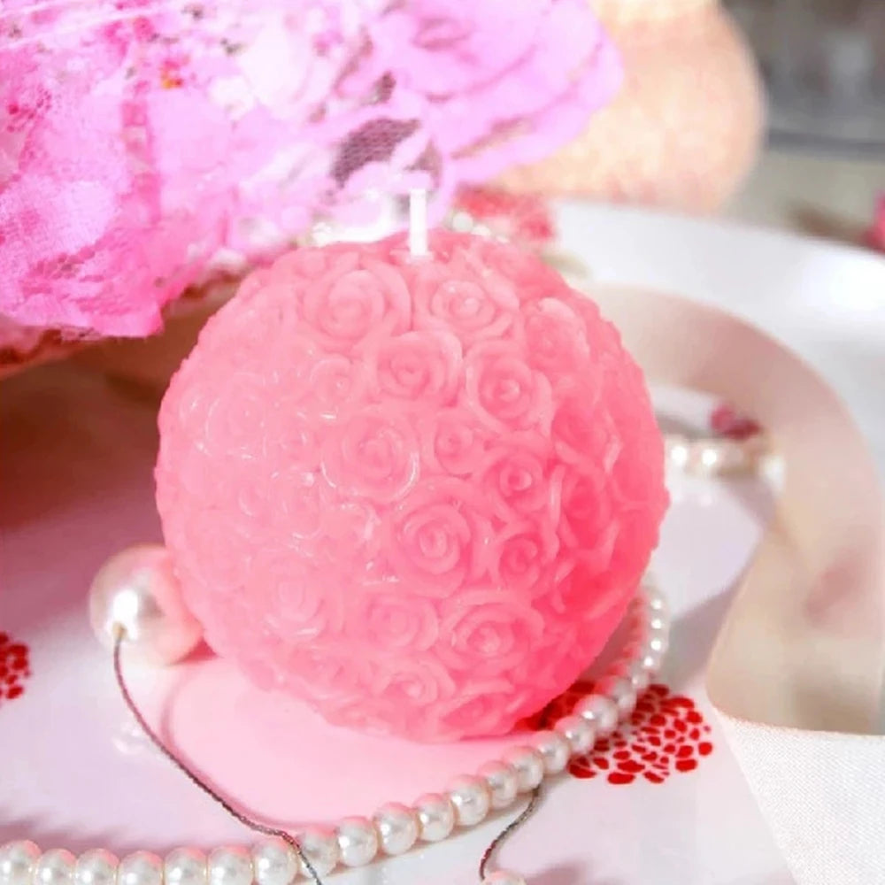 3D Rose Shape Ball Candle