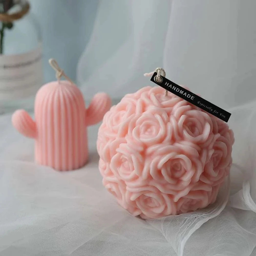 3D Rose Shape Ball Candle