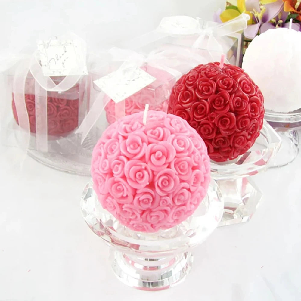 3D Rose Shape Ball Candle